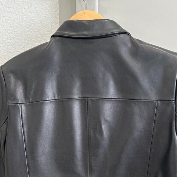 Vintage 90's y2k Black Soft Leather Fitted Jacket - Size Small S - Picture 3 of 8